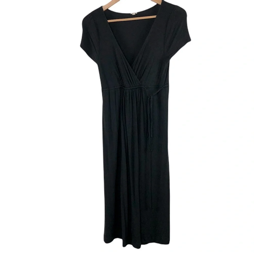 J. Crew black crossover v-neck dress, S